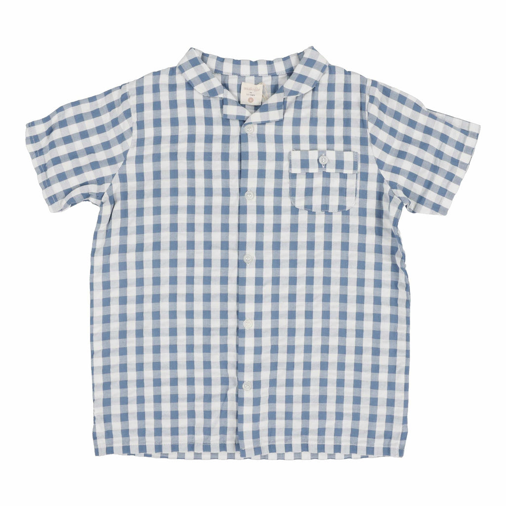 Lil Legs Shirt Jellybeanzkids Lil Legs Gingham Collar Shirt - Bright Blue
