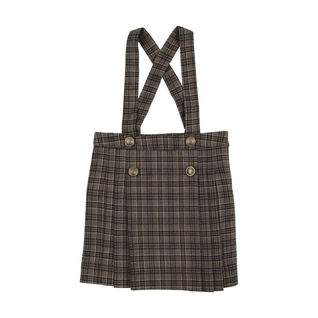 Lil Legs Skirt Jellybeanzkids Lil Legs Pleated Suspender Skirt Navy/Brown Plaid