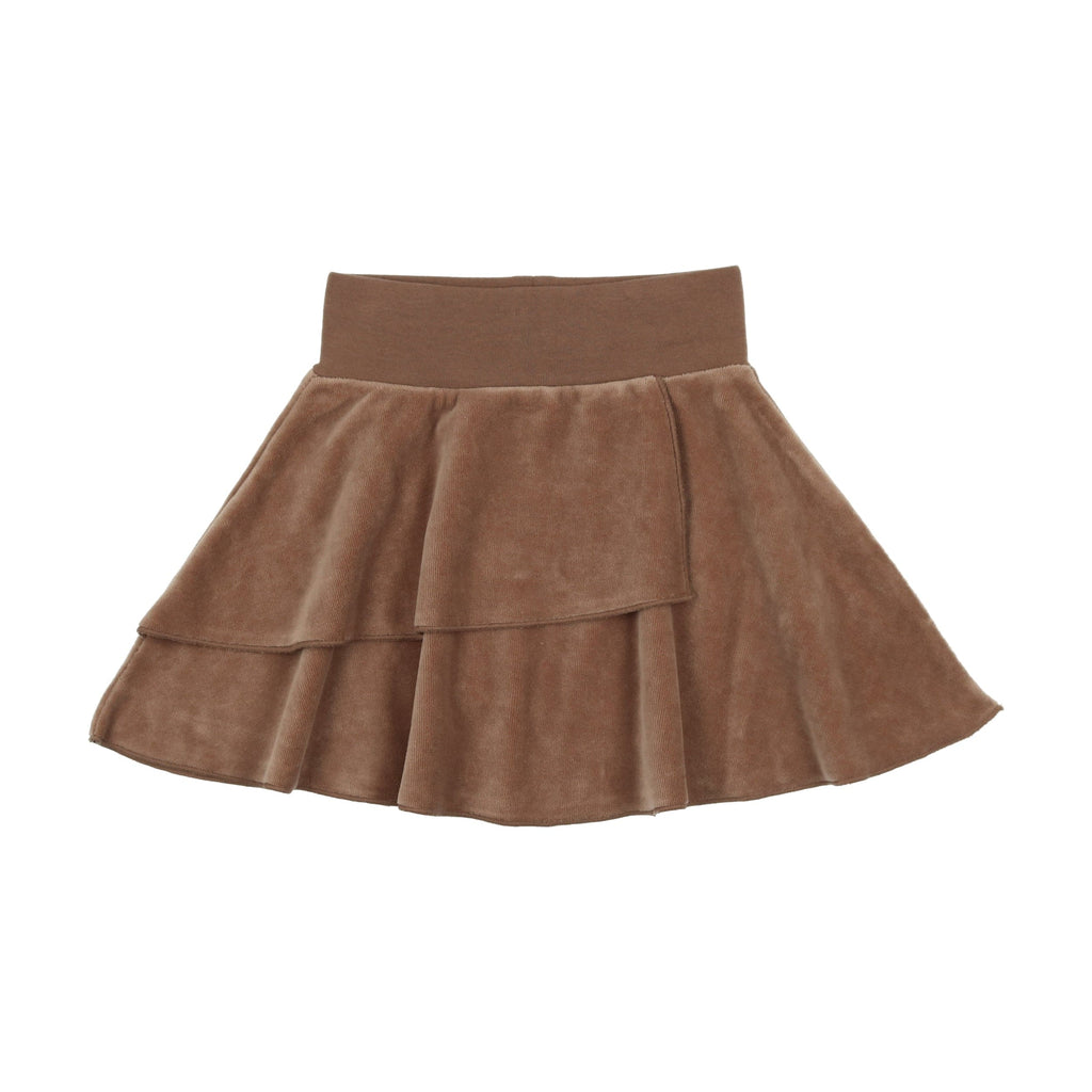 Lil Legs Skirt Jellybeanzkids Lil Legs Velour Layered Skirt- Camel