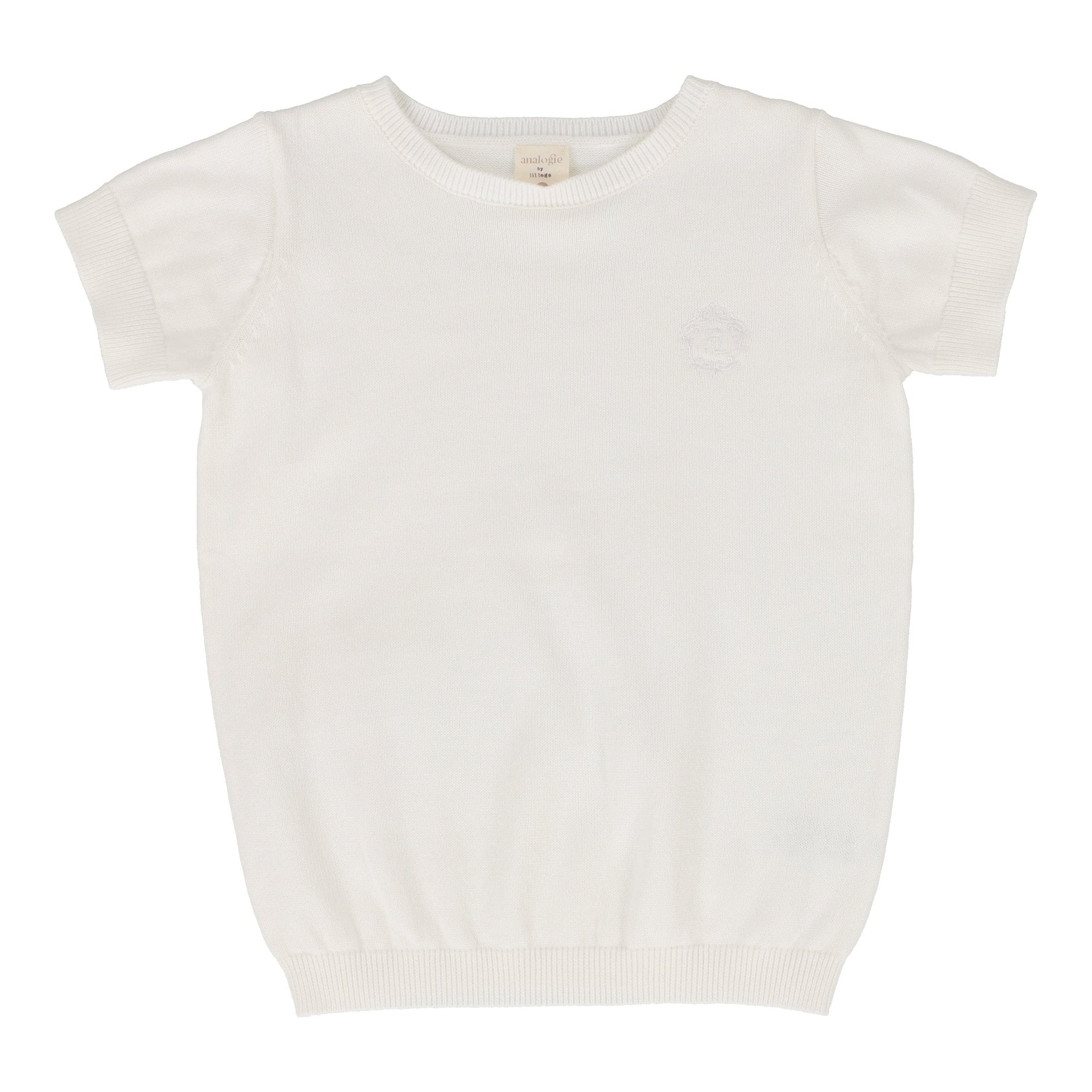 Lil Legs Boys Crewneck Sweater Short Sleeve - White Lil Legs Boys Crewneck Sweater Short Sleeve - White