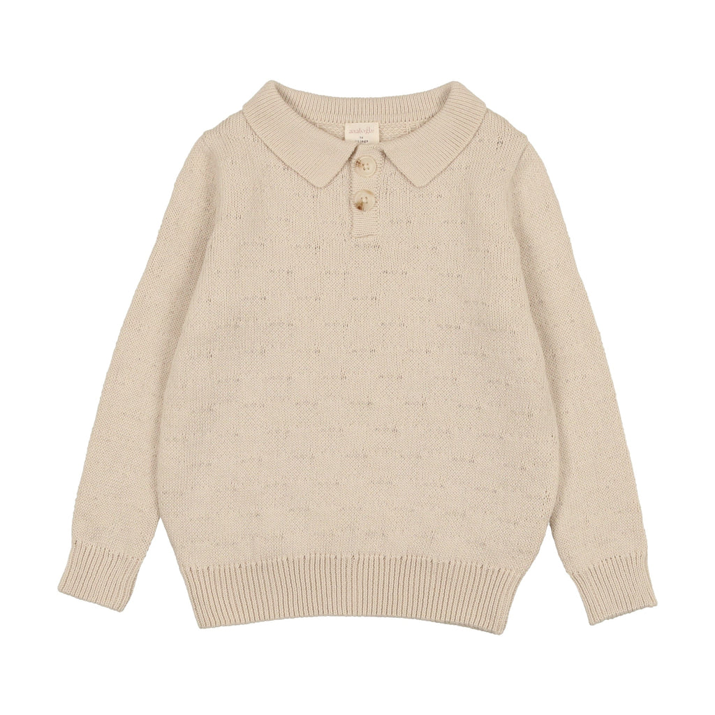 Lil Legs Sweater Jellybeanzkids Lil Legs Boys Knit Polo- Natural