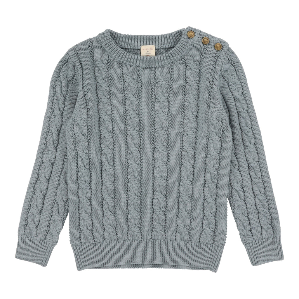 Lil Legs Sweater Jellybeanzkids Lil Legs Cable Knit Sweater-Dusty Blue