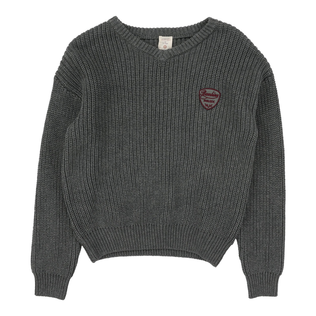 Lil Legs Sweater Jellybeanzkids Lil Legs Knit V Neck Sweater- Mid Grey