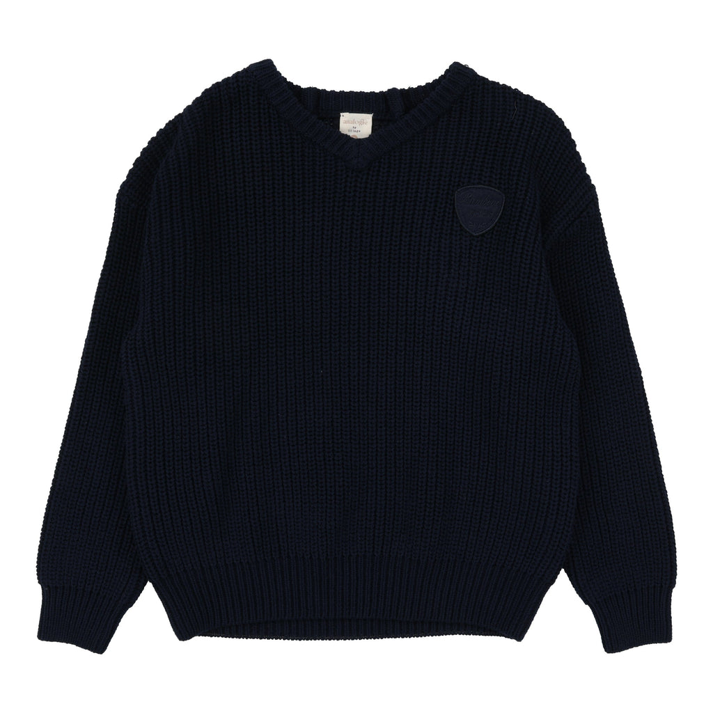Lil Legs Sweater Jellybeanzkids Lil Legs Knit V Neck Sweater- Navy