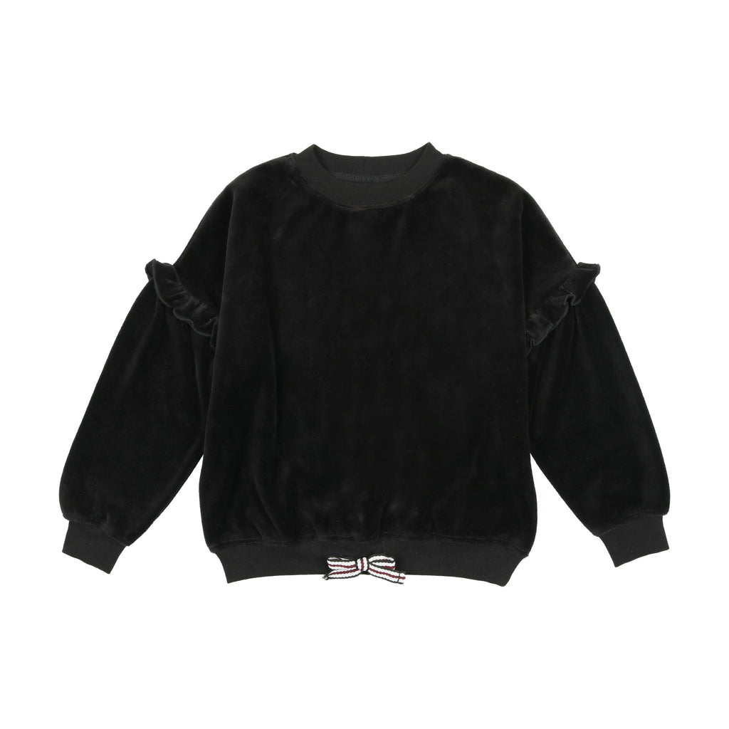 Lil Legs Sweater Jellybeanzkids Lil Legs Velour Sweatshirt- Black