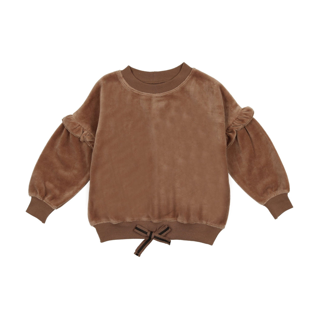 Lil Legs Sweater Jellybeanzkids Lil Legs Velour Sweatshirt- Camel