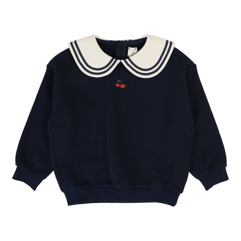 Lil Legs Sweatshirt Jellybeanzkids Lil Legs Embroidered Cherry Sweatshirt-Navy