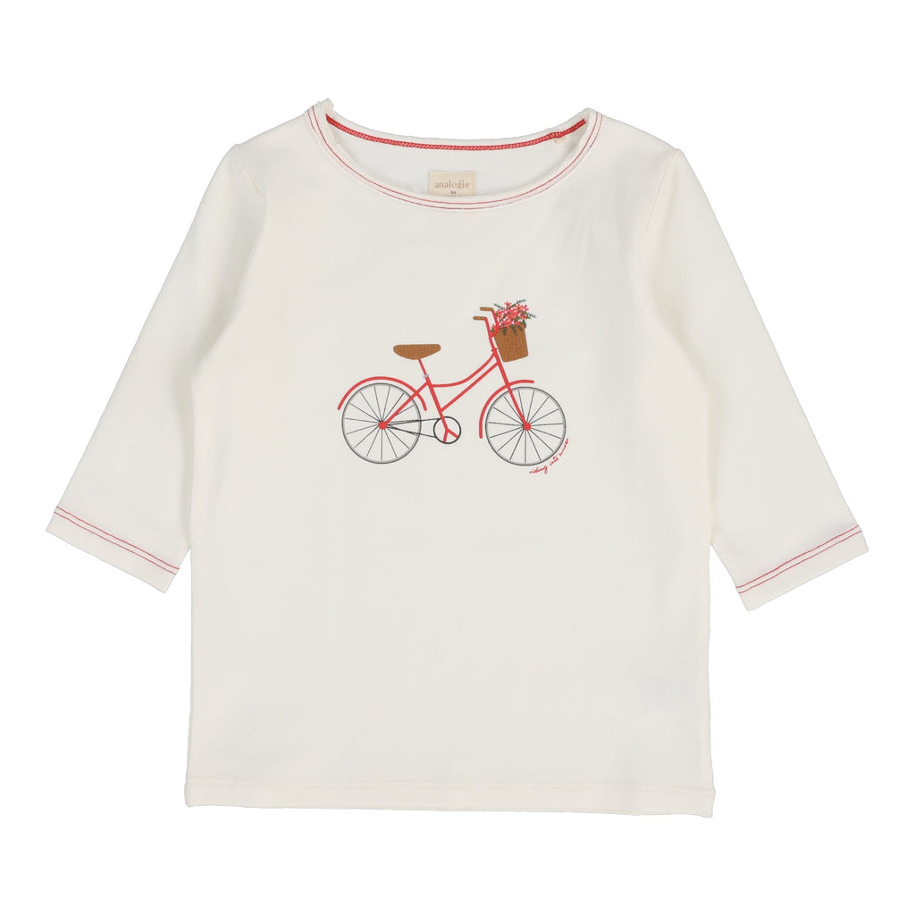 Lil Legs Bike Girls Three Quarter Sleeve Tee - White Lil Legs Bike Girls Three Quarter Sleeve Tee - White