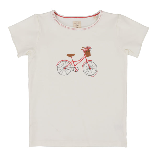 Lil Legs Bike Girls Short Sleeve Tee - White