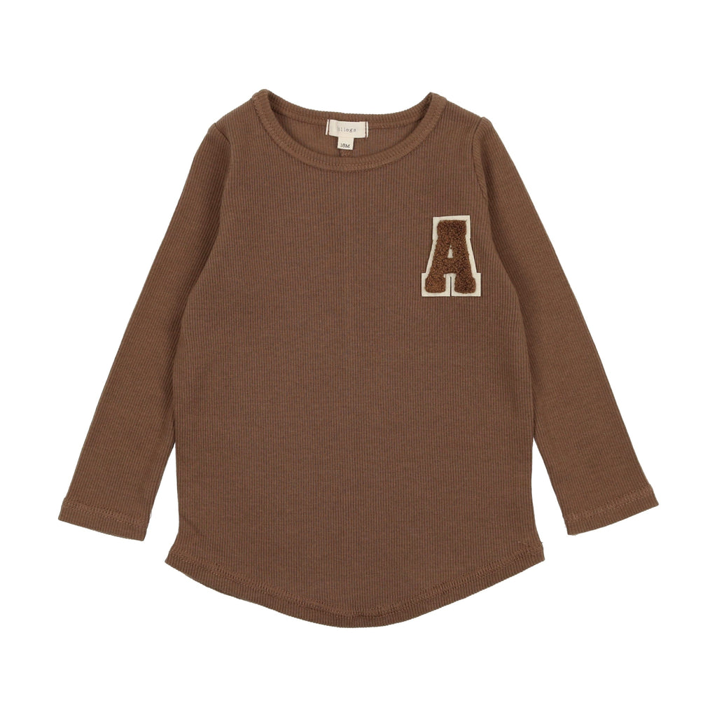 Lil Legs T-shirt Jellybeanzkids Lil Legs Ribbed Applique Tee- Camel