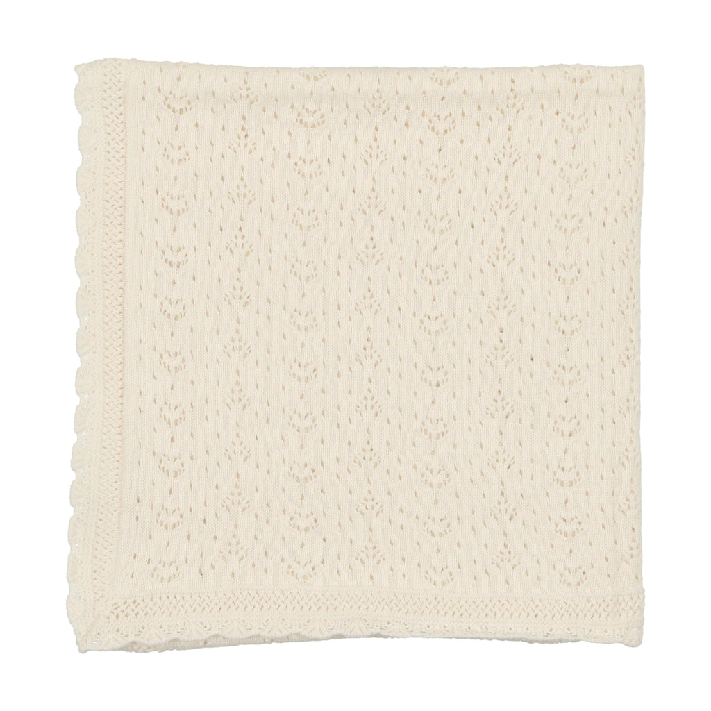 Lilette by Lil Legs Blanket Jellybeanzkids Lillete Heart Open Knit Blanket- Cream One size