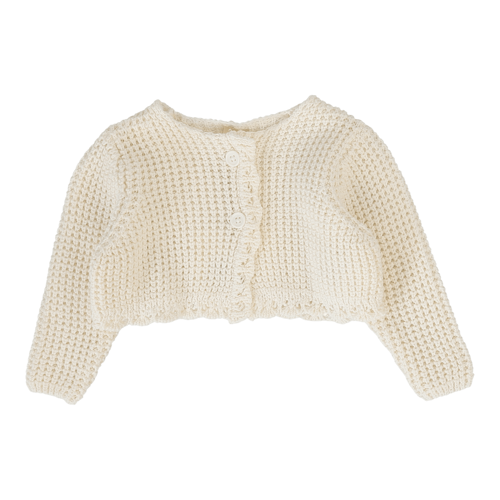 Lilette by Lil Legs Cardigan Jellybeanzkids Lilette Chunky Knit Shrug - Cream Scallop