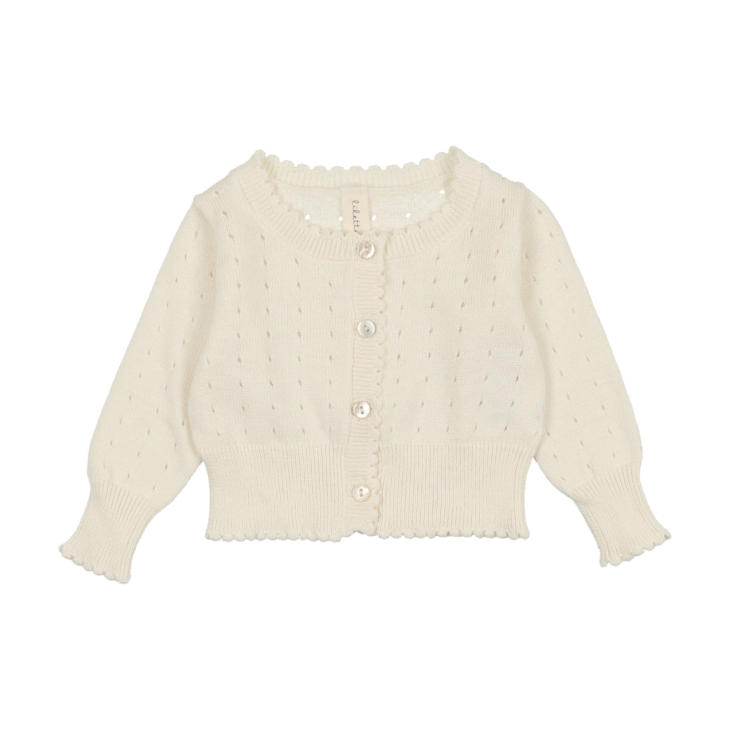 Lilette Dotted Open Knit Cardigan Cream JellyBeanz Kids