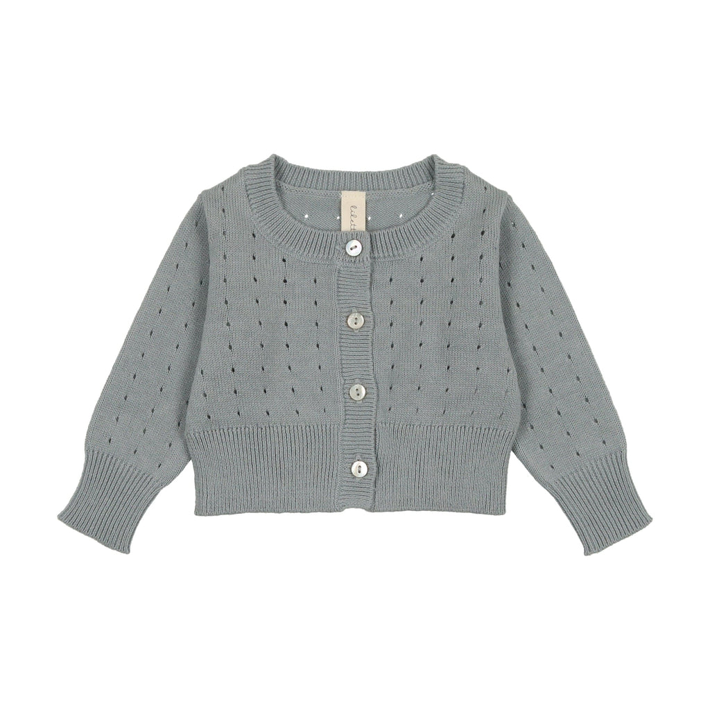 Lilette by Lil Legs Cardigan Jellybeanzkids Lillete Dotted Open Knit Cardigan - Blue