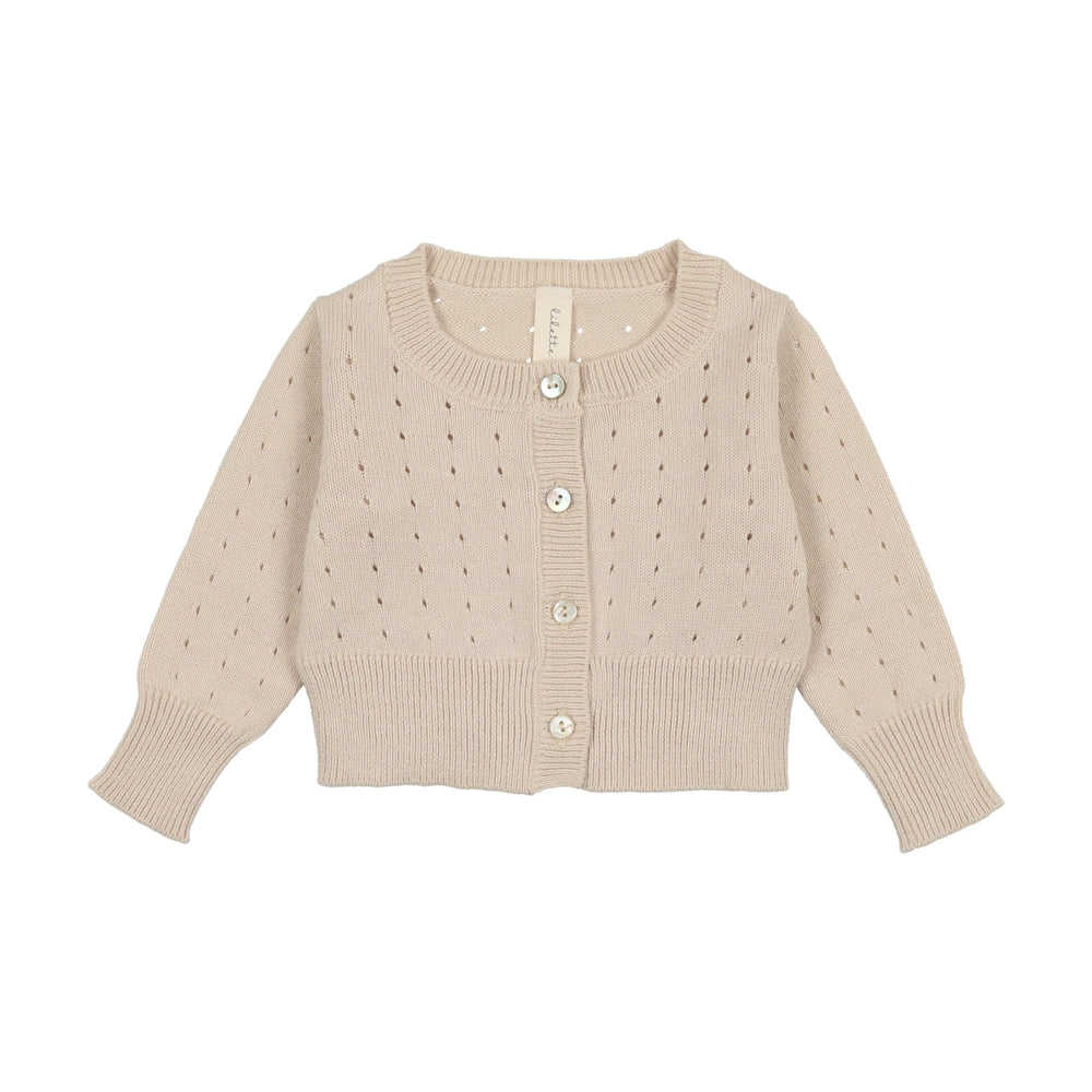 Lilette by Lil Legs Cardigan Jellybeanzkids Lillete Dotted Open Knit Cardigan - Taupe