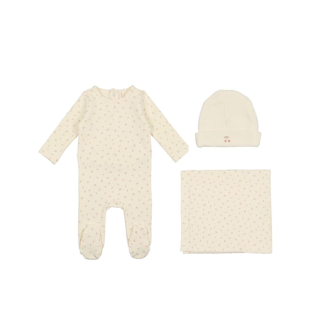 Lilette by Lil Legs Footie Jellybeanzkids Lilett Cherry Layette Set- Pink