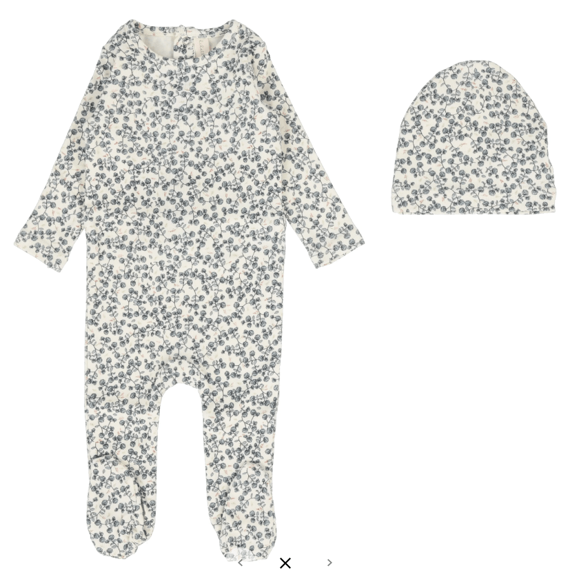 Lilette by Lil Legs Footie Jellybeanzkids Lilette All Over Floral Footie Set- Slate