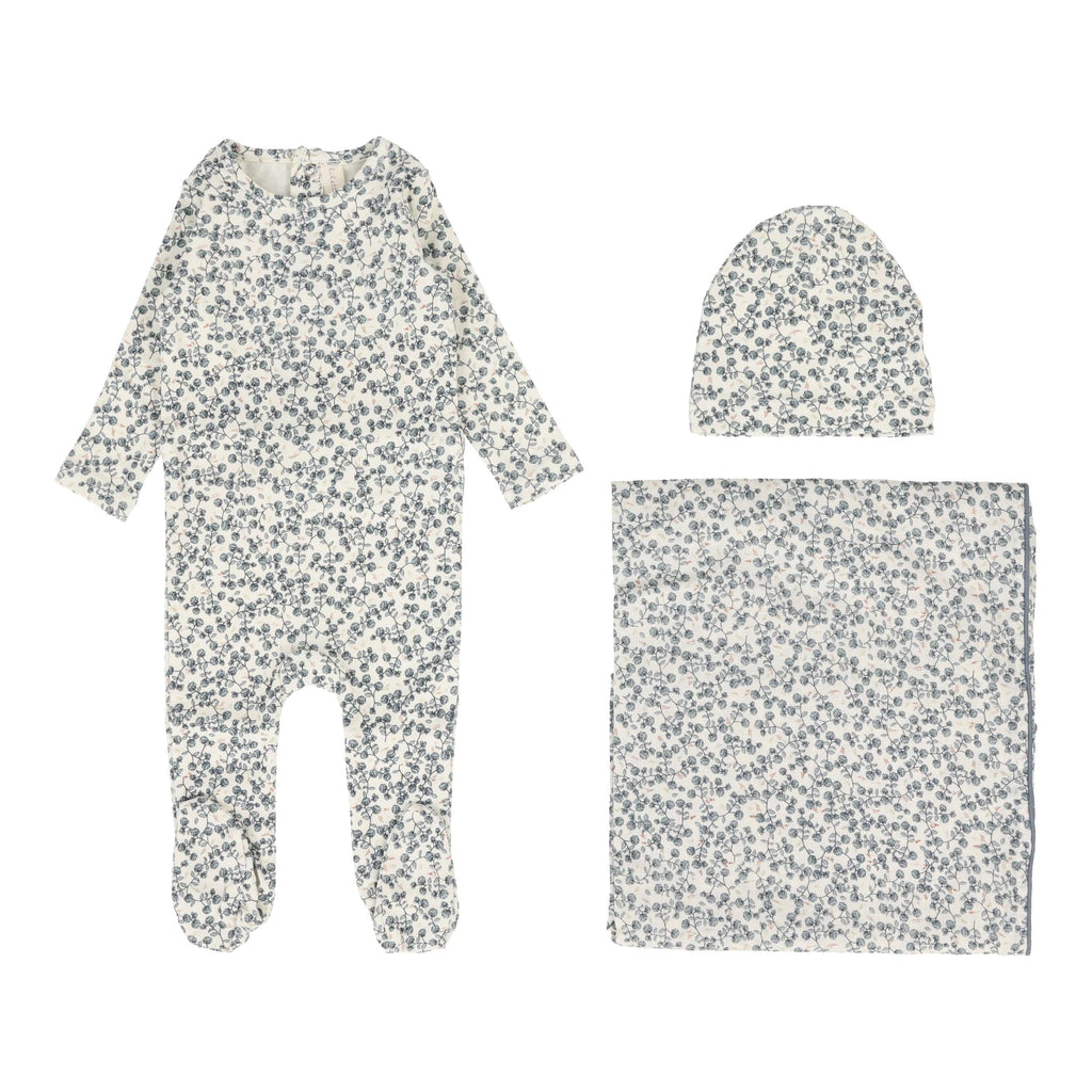 Lilette by Lil Legs Footie Jellybeanzkids Lilette All Over Floral Layette Set- Slate