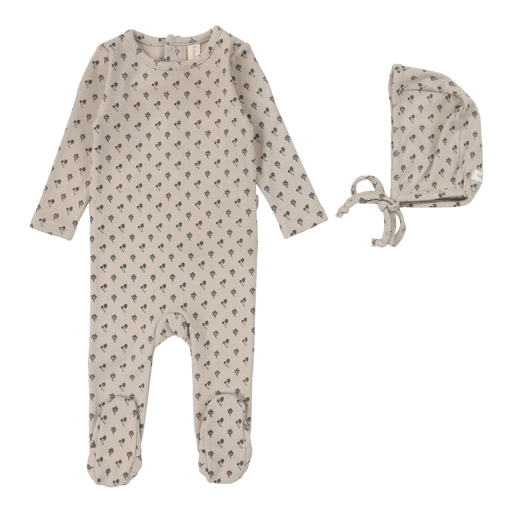 Lilette by Lil Legs Footie Jellybeanzkids Lilette Ballard Print Footie Set - Oat