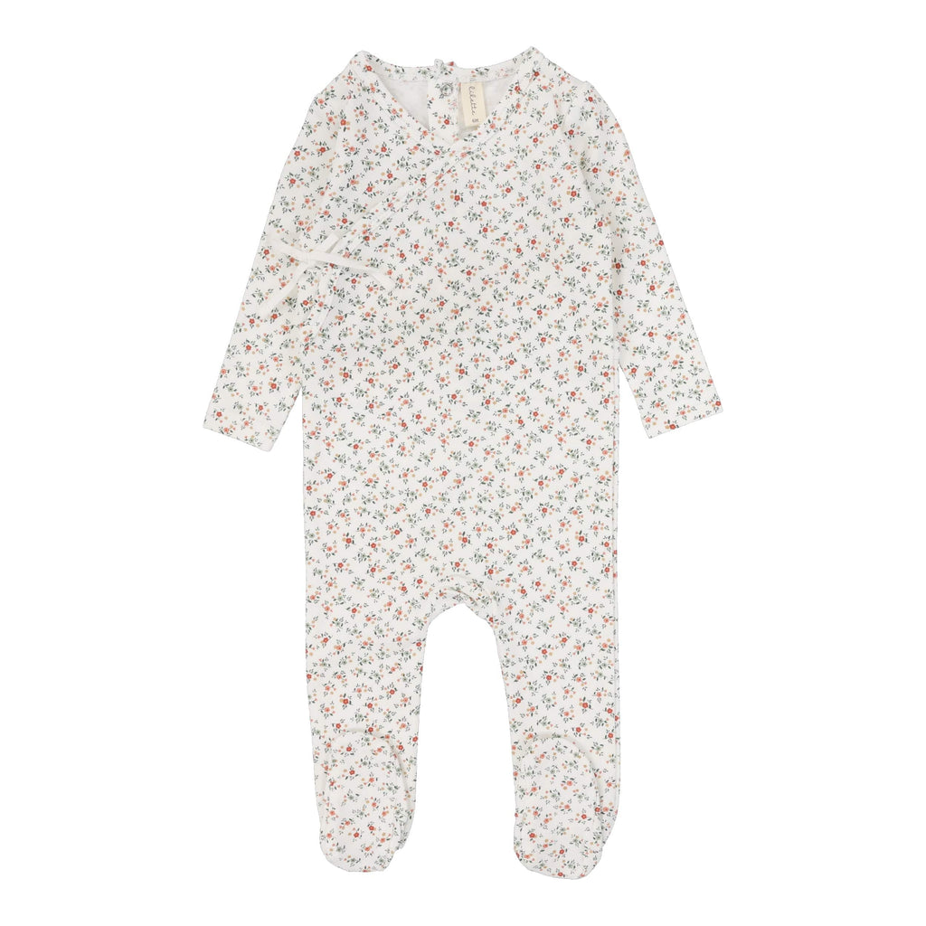 Lilette by Lil Legs Footie Jellybeanzkids Lilette Bouquet Floral Footie- Winter White/ Floral
