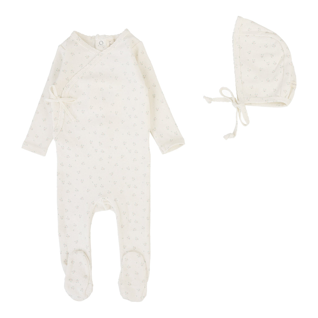 Lilette by Lil Legs Footie Jellybeanzkids Lilette Bud Footie Set - Cream/Pink