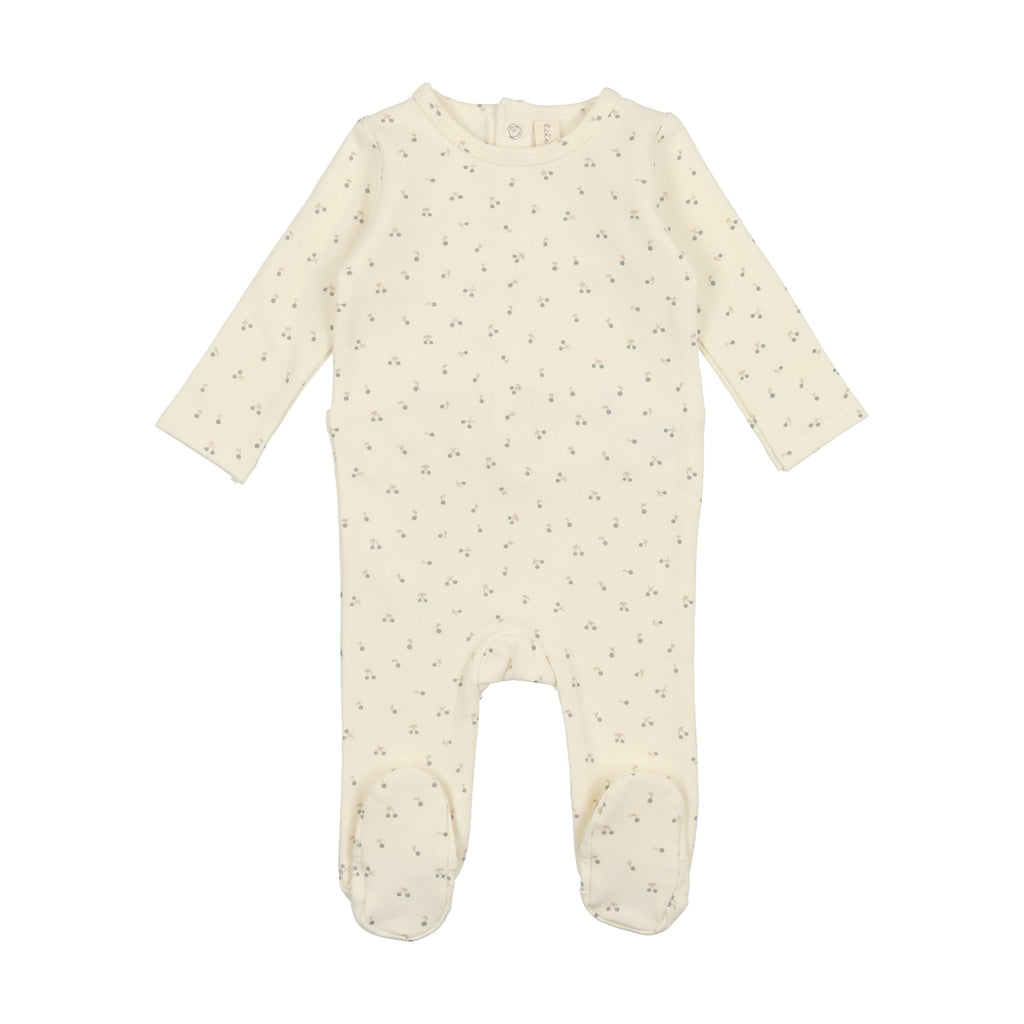 Lilette by Lil Legs Footie Jellybeanzkids Lilette Cherry Footie with Beanie- Blue