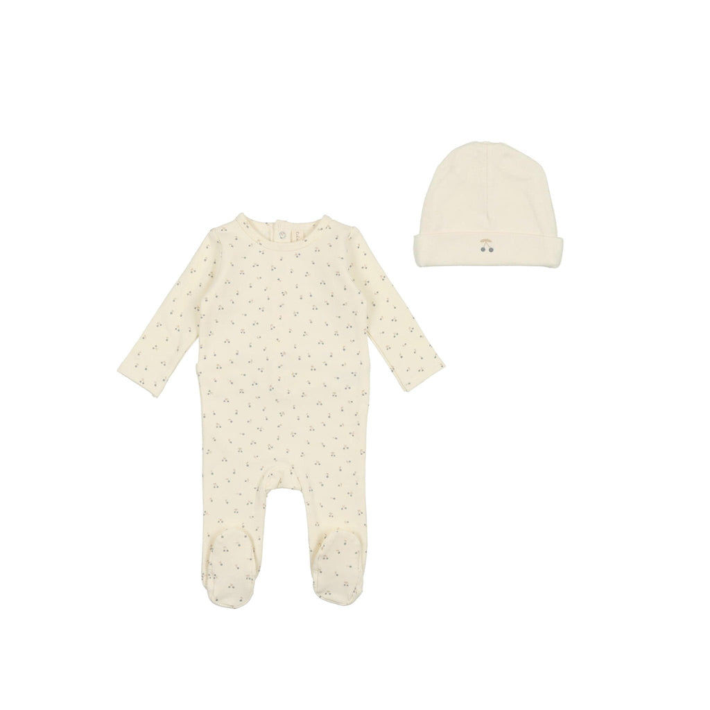 Lilette by Lil Legs Footie Jellybeanzkids Lilette Cherry Footie with Beanie- Blue