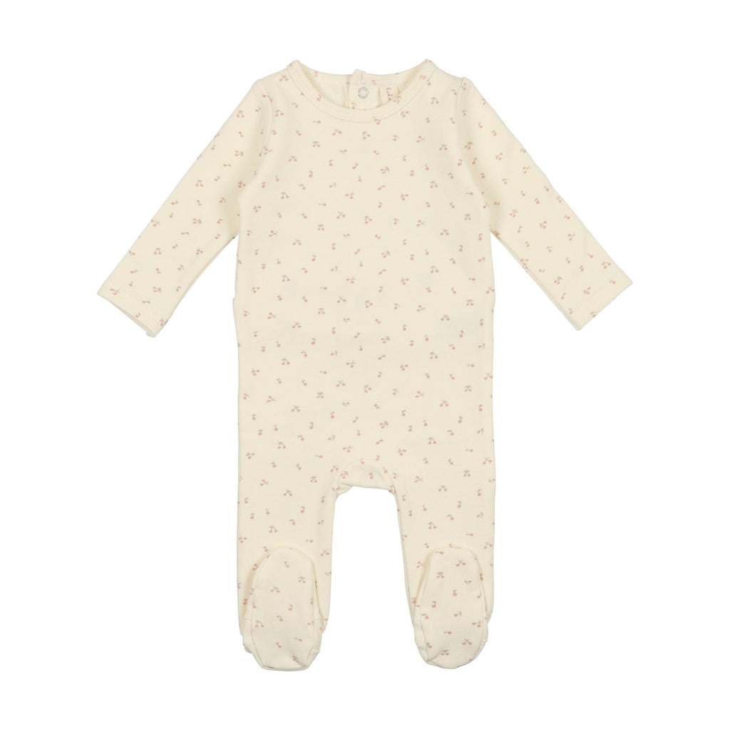 Lilette by Lil Legs Footie Jellybeanzkids Lilette Cherry Footie with Beanie- Pink