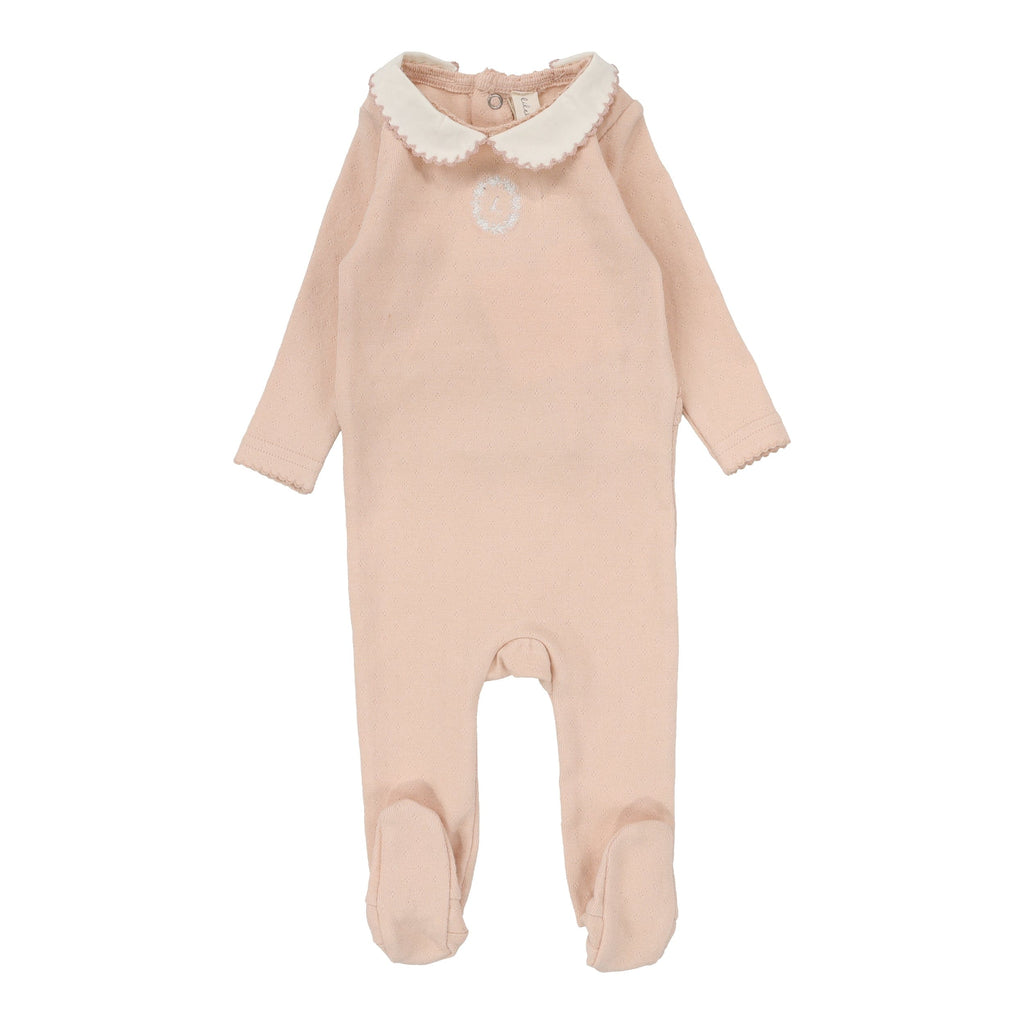 Lilette by Lil Legs Footie Jellybeanzkids Lilette Emblem Embroidered Footie- Dusty Pink