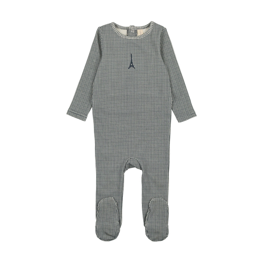 Lilette by Lil Legs Footie Jellybeanzkids Lilette Gingham Print Footie-Dark Blue