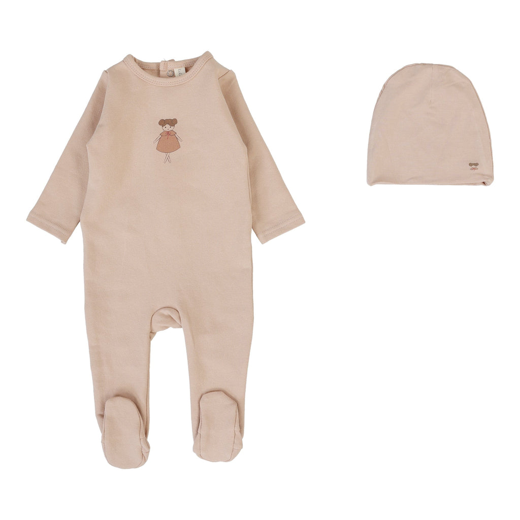 Lilette by Lil Legs Footie Jellybeanzkids Lilette Graphic Footie Set - Dusty Pink
