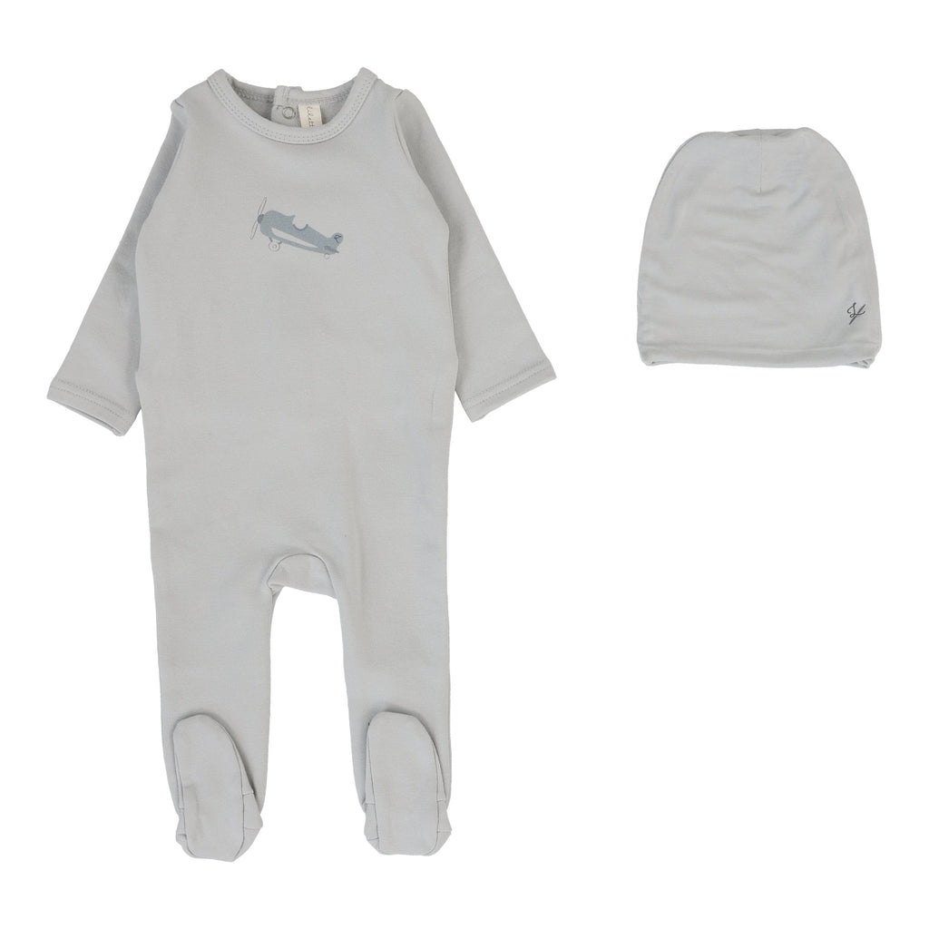 Lilette by Lil Legs Footie Jellybeanzkids Lilette Graphic Footie Set -Pale Blue