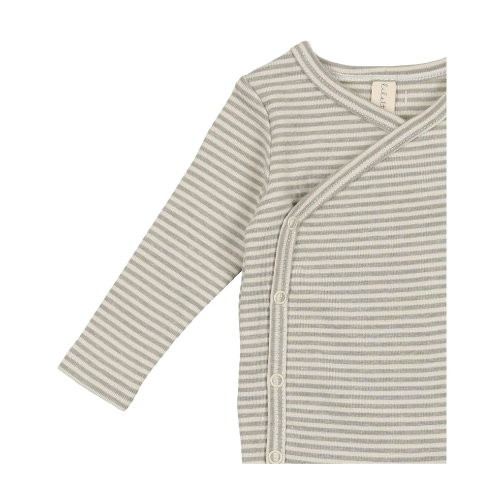Lilette by Lil Legs Footie Jellybeanzkids Lilette Heather Stripe Footie with Bonnet- Sage