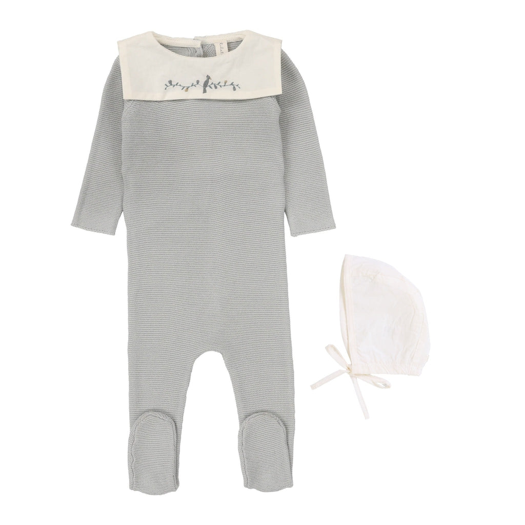 Lilette by Lil Legs Footie Jellybeanzkids Lilette Knit Collar Footie Set -Soft Blue