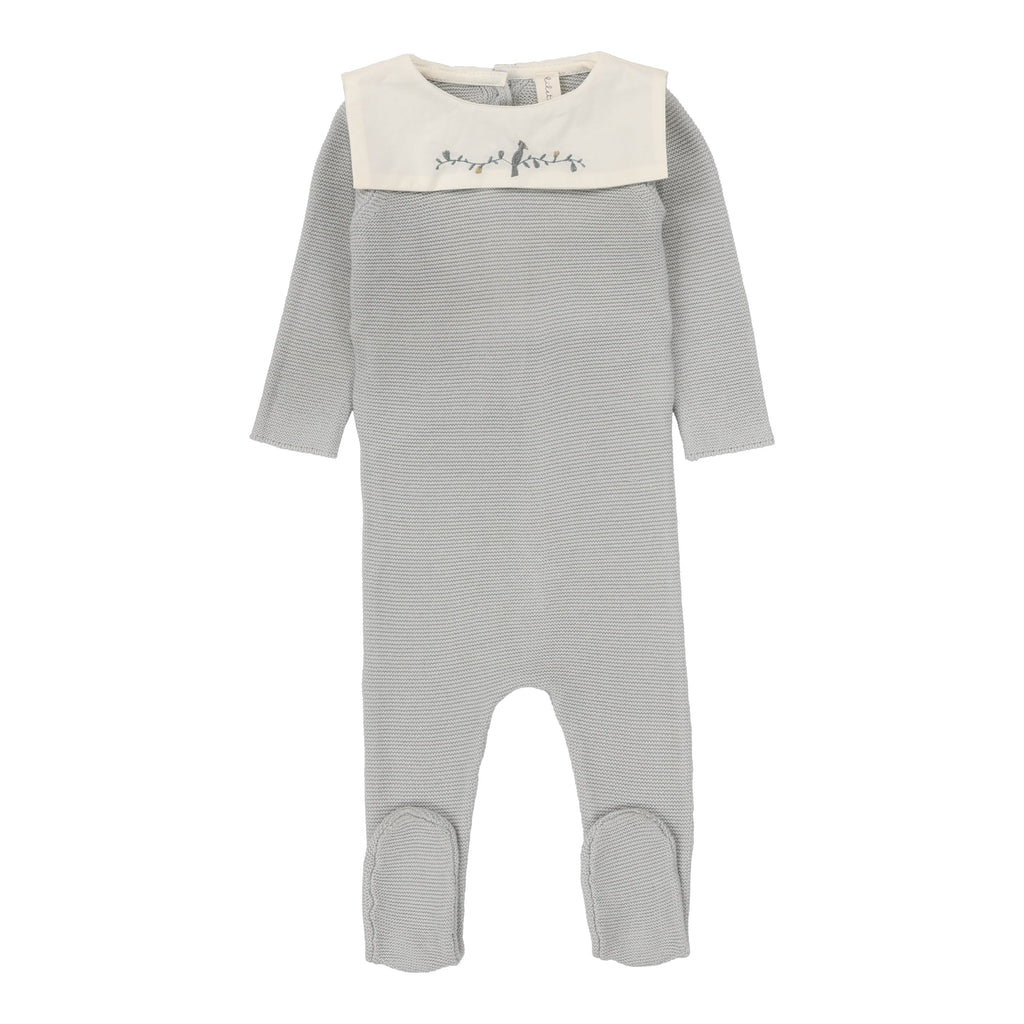 Lilette by Lil Legs Footie Jellybeanzkids Lilette Knit Collar Footie -Soft Blue