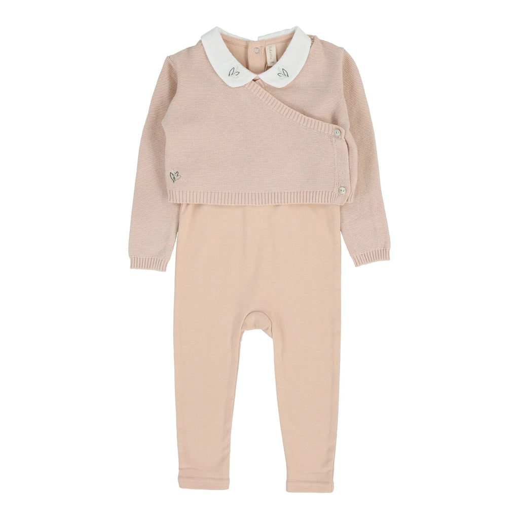 Lilette by Lil Legs Footie Jellybeanzkids Lilette Knit Wrap Sleeveless Footie Set -Pink