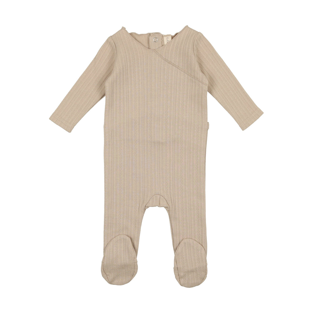 Lilette by Lil Legs Footie Jellybeanzkids Lilette Pointelle Footie w/ Bonnet- Sand