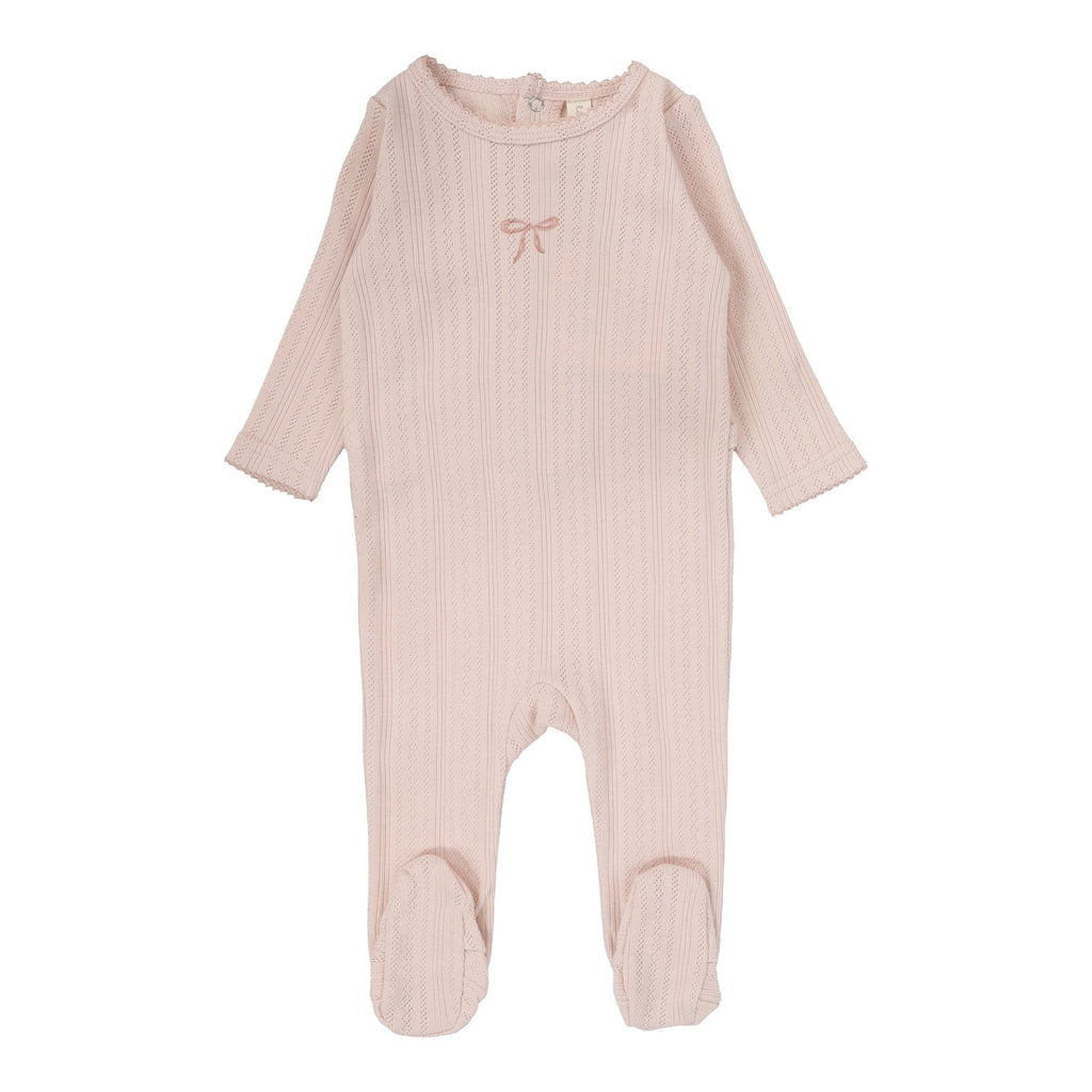 Lilette by Lil Legs Footie Jellybeanzkids Lilette Pointelle Graphic Footie - Soft Pink