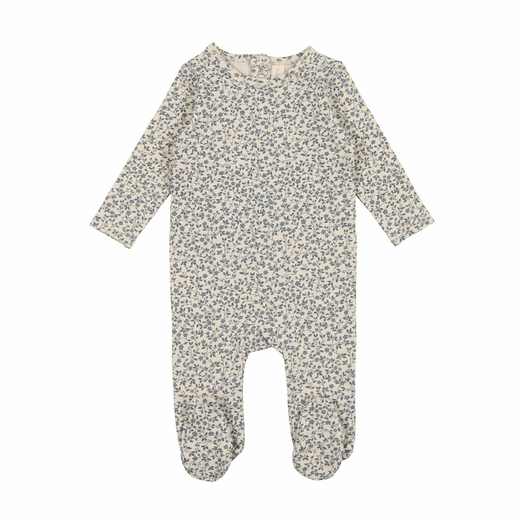 Lilette by Lil Legs Footie Jellybeanzkids Lilette Printed Footie With Beanie- Blue Floral