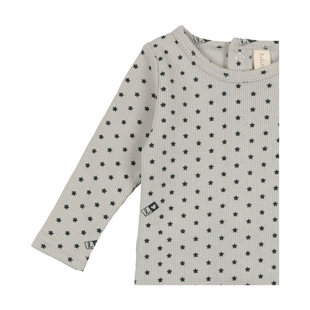 Lilette by Lil Legs Footie Jellybeanzkids Lilette Ribbed Star Footie with Beanie- Cloud/Navy
