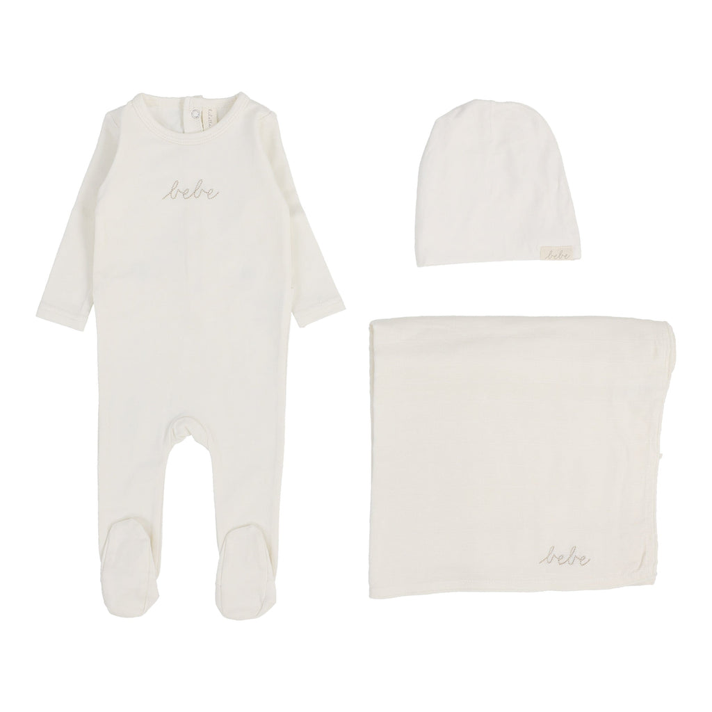 Lilette by Lil Legs Footie Jellybeanzkids Lilette Take Me Home Bebe Layette Set - Oat