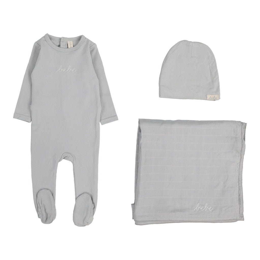 Lilette by Lil Legs Footie Jellybeanzkids Lilette Take Me Home Bebe Layette Set - Pale Blue