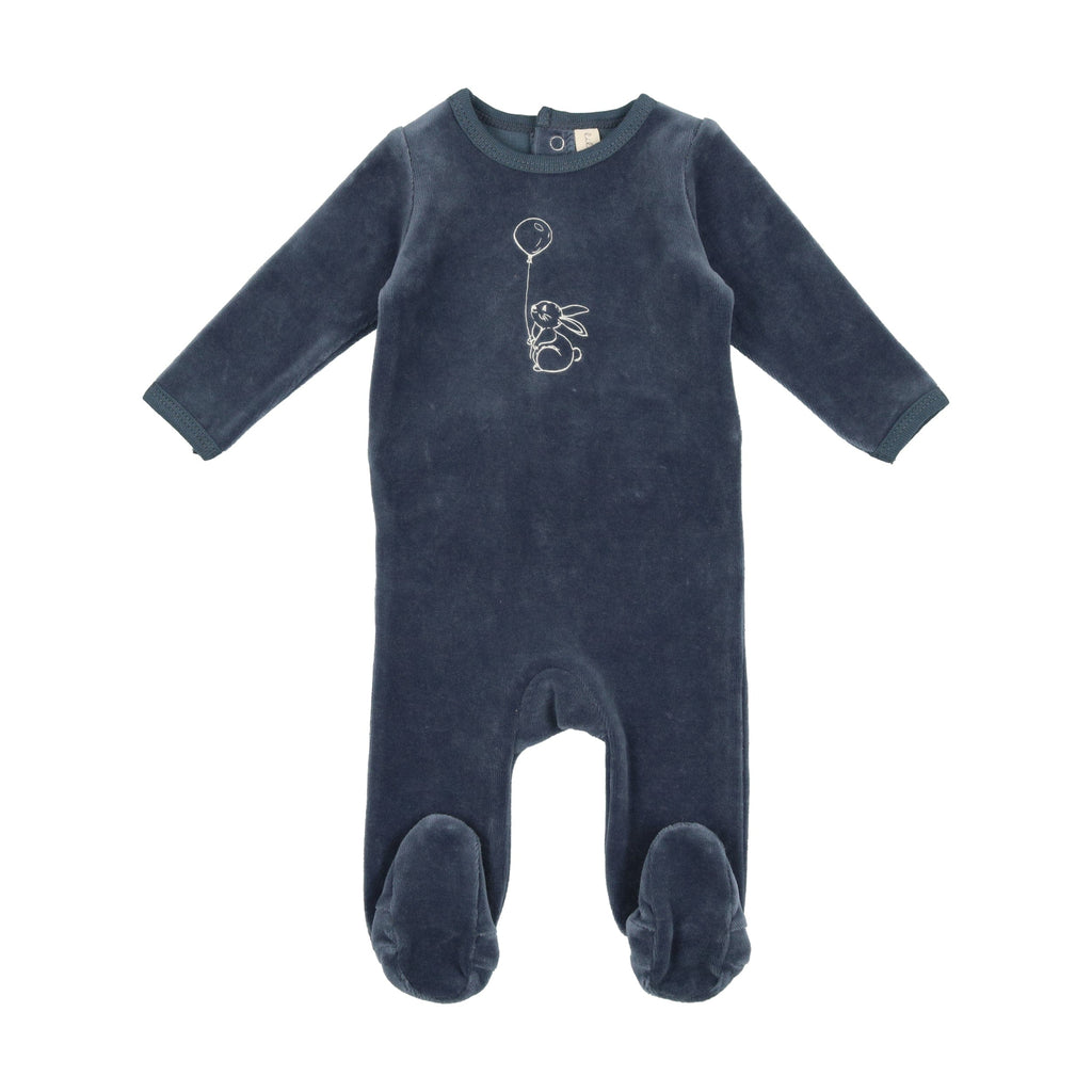 Lilette by Lil Legs Footie Jellybeanzkids Lilette Velour Bunny Footie and Beanie- Blue w/ Balloon