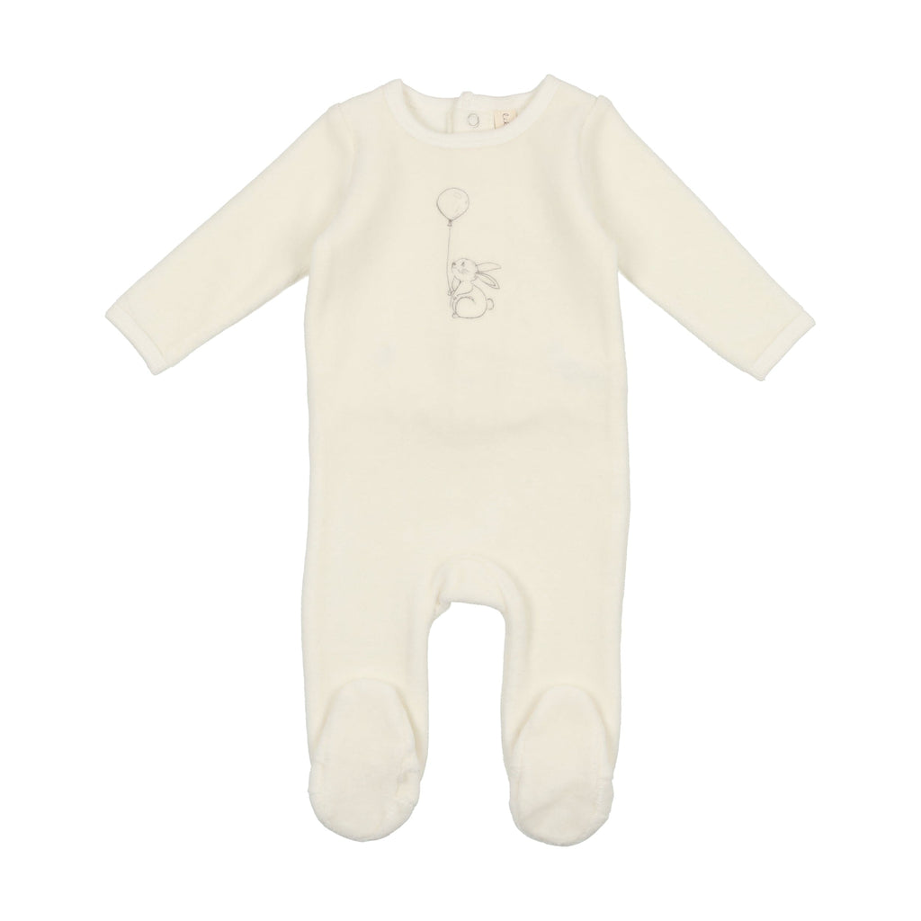 Lilette by Lil Legs Footie Jellybeanzkids Lilette Velour Bunny Layette Set- White w/ Balloon