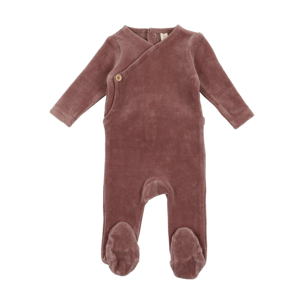 Lilette by Lil Legs Footie Jellybeanzkids Lilette Velour Button Wrap Footie- Berry