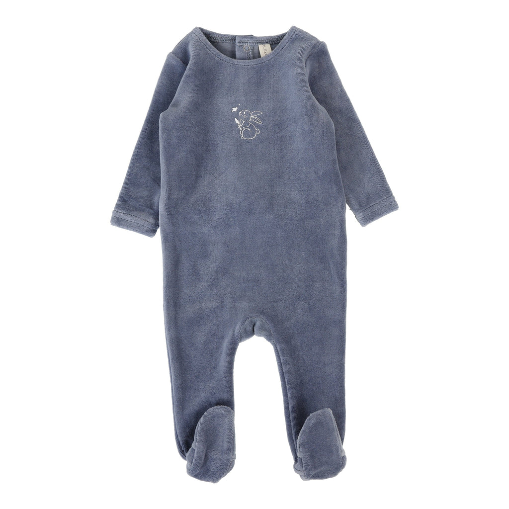 Lilette by Lil Legs Footie Jellybeanzkids Lilette Velour Forest Graphic - Slate