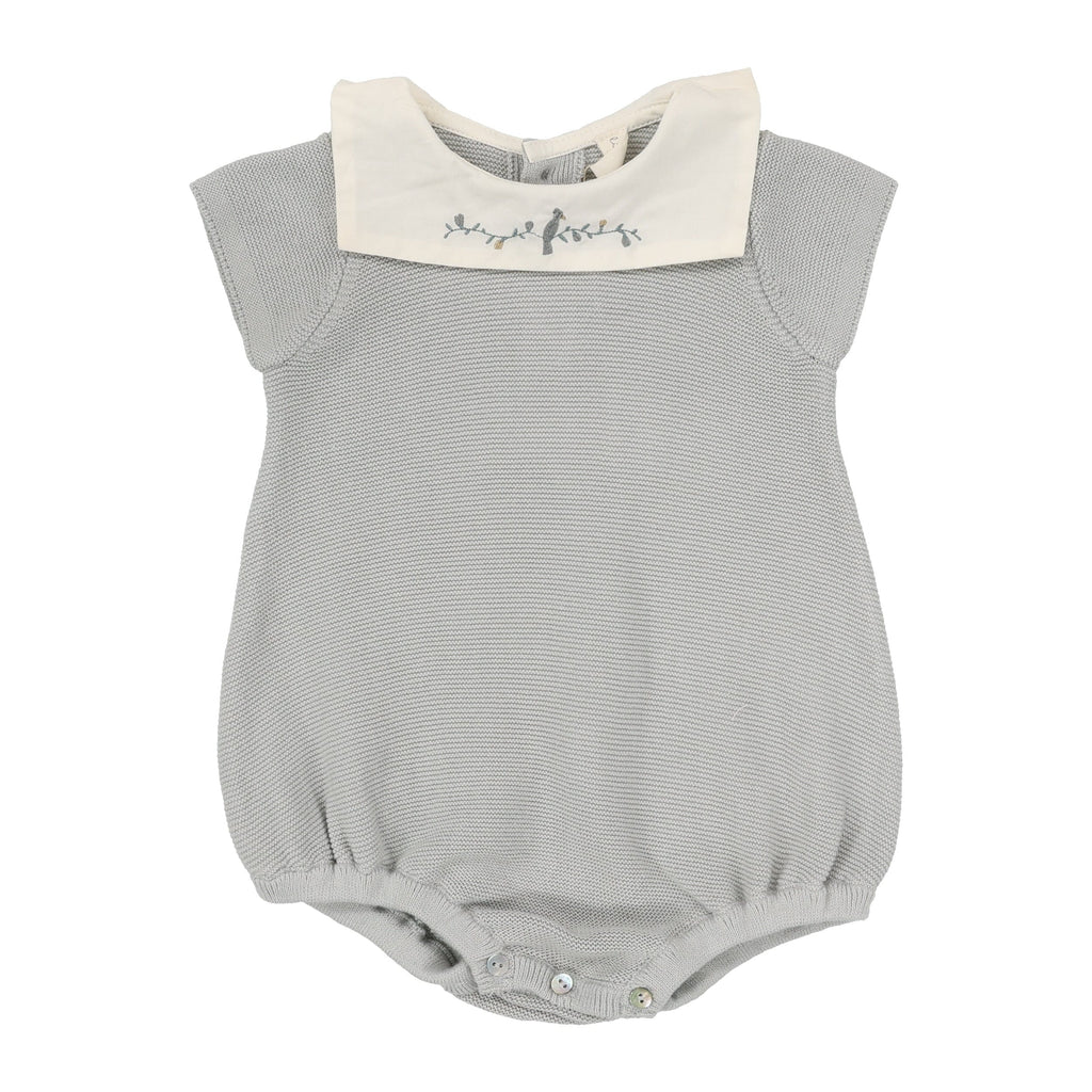 Lilette by Lil Legs Romper Jellybeanzkids Lilette Knit Collar Romper- Soft Blue