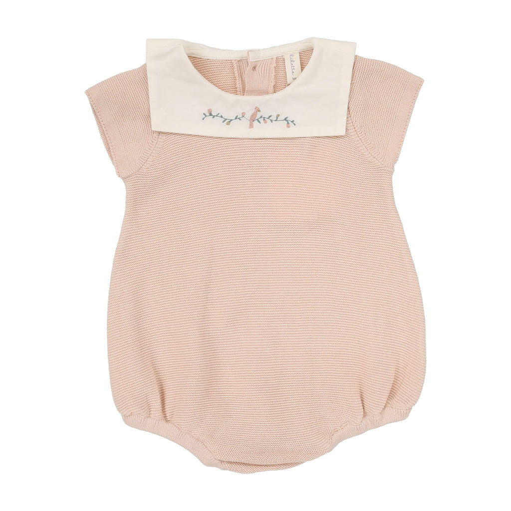 Lilette by Lil Legs Romper Jellybeanzkids Lilette Knit Collar Romper-Soft Pink