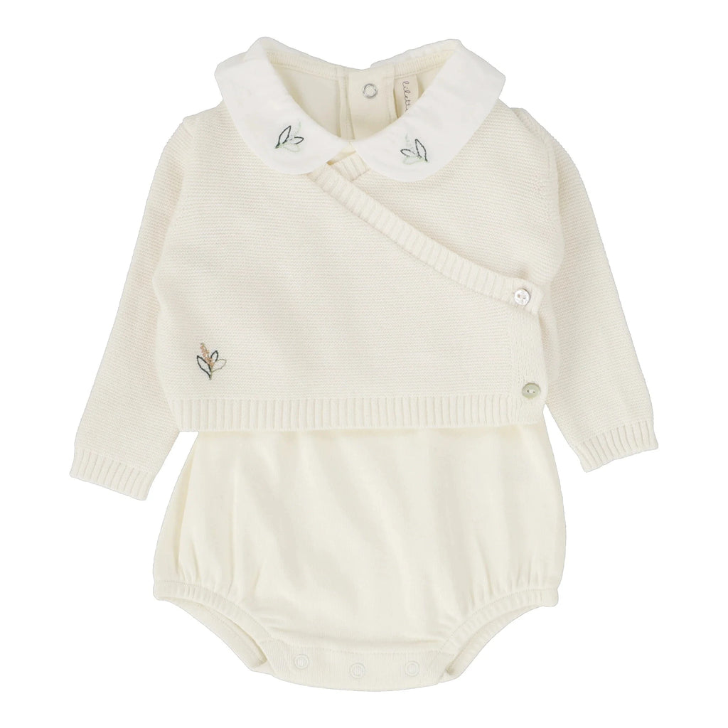 Lilette by Lil Legs Romper Jellybeanzkids Lilette Knit Wrap Sleeveless Onesie Set -Cream