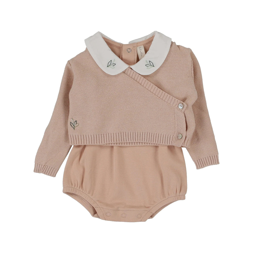 Lilette by Lil Legs Romper Jellybeanzkids Lilette Knit Wrap Sleeveless Onesie Set -Pink